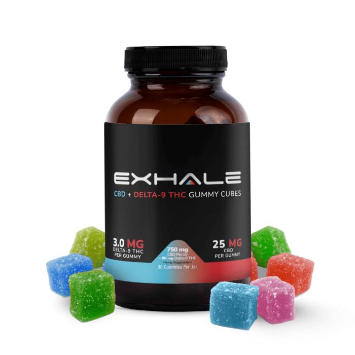 Exhale Wellness CBD + THC Gummies Cubes - Image 1