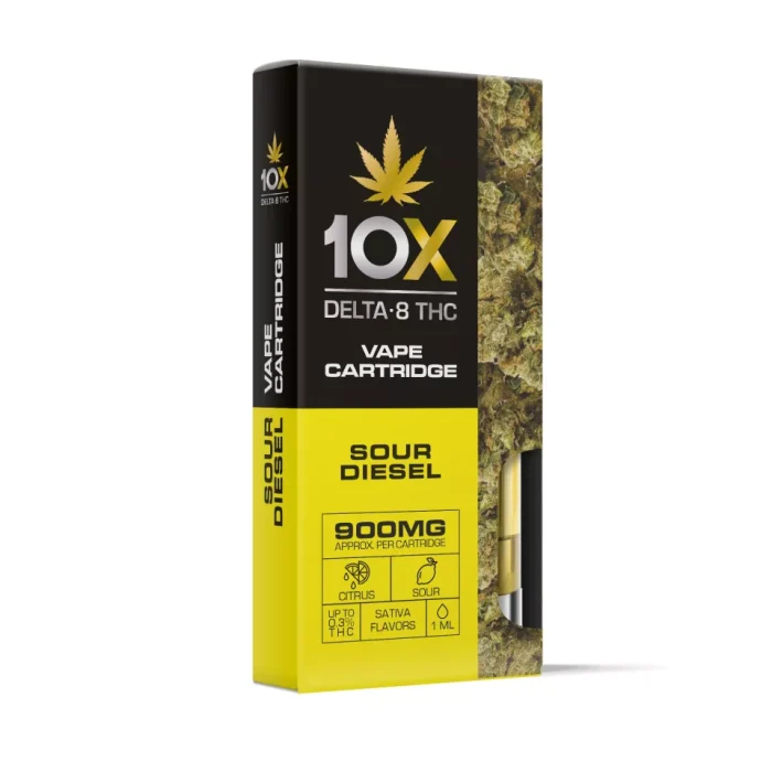 10X Delta 8 Vape Cart – 900mg – Sour Diesel - Image 2