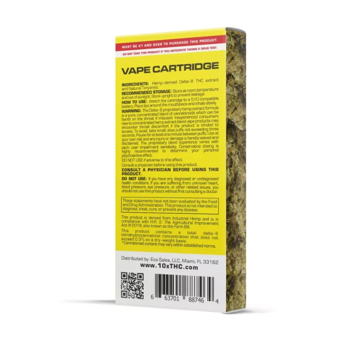 10X Delta 8 Vape Cart – 900mg – Sour Diesel - Image 3