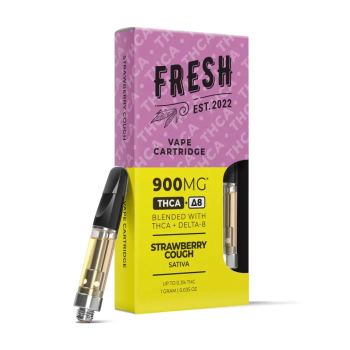 900mg THCa Delta 8 Strawberry Cough Vape Cart – Fresh - Image 1
