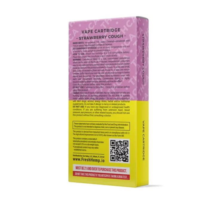 900mg THCa Delta 8 Strawberry Cough Vape Cart – Fresh - Image 3